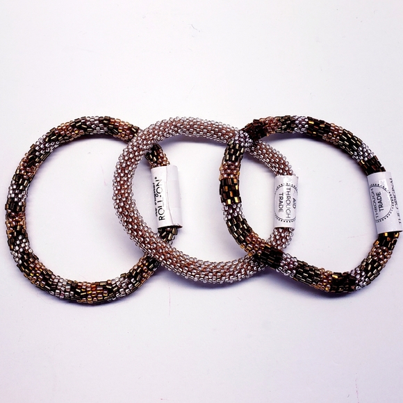 HAZELNUT -Original Roll-On® Bracelets, 7" round, made in Nepal #3 (3 pieces) - Picture 3 of 5